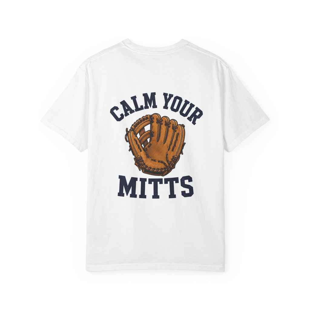 Baseball T-Shirt — "Calm Your Mitts" Graphic Tee (Retro Glove Design)