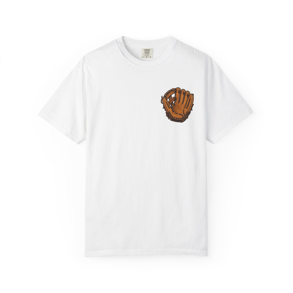 Baseball T-Shirt — "Calm Your Mitts" Graphic Tee (Retro Glove Design)