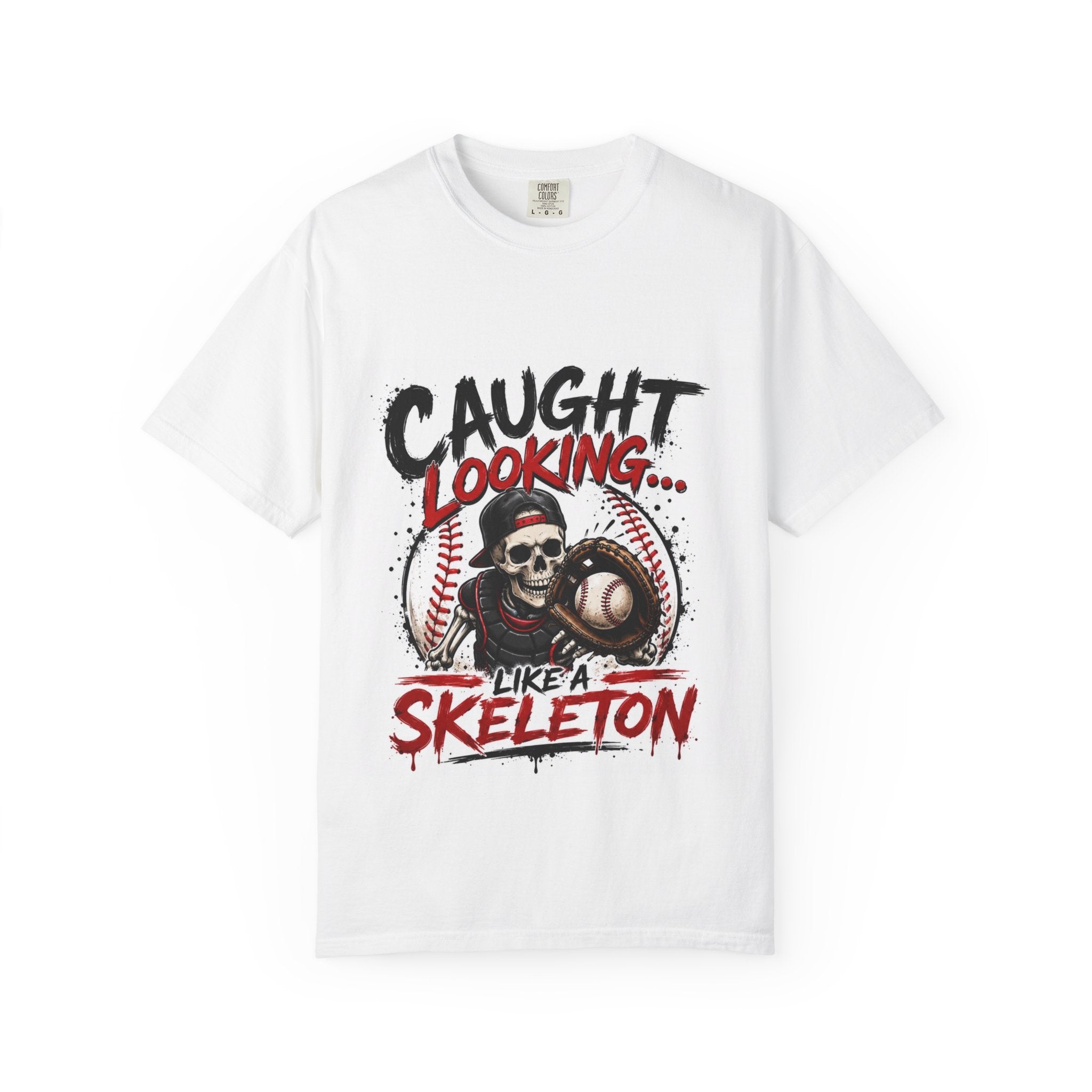 Baseball Skeleton T-Shirt — "Caught Looking Like a Skeleton" Graphic Tee