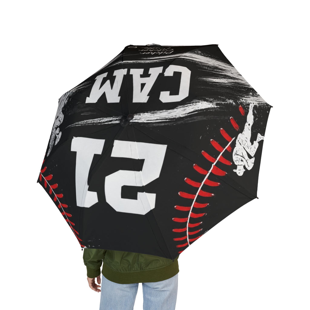 Baseball Team Number Semi-Automatic Umbrella — Foldable Rain Umbrella with 21 CAM Design