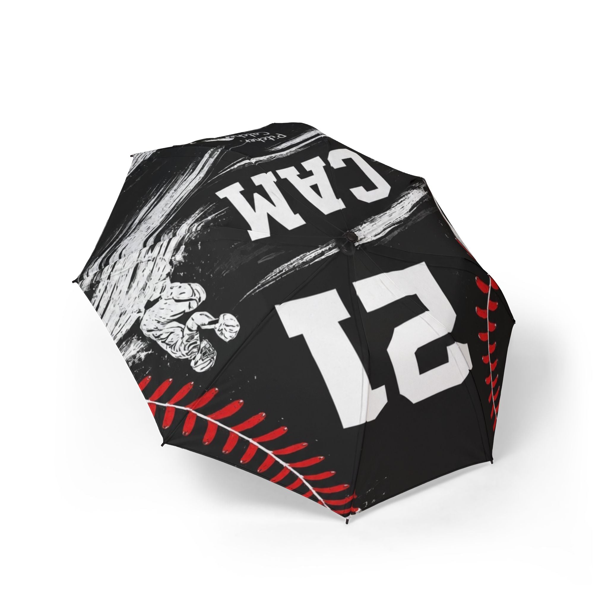 Baseball Team Number Semi-Automatic Umbrella — Foldable Rain Umbrella with 21 CAM Design