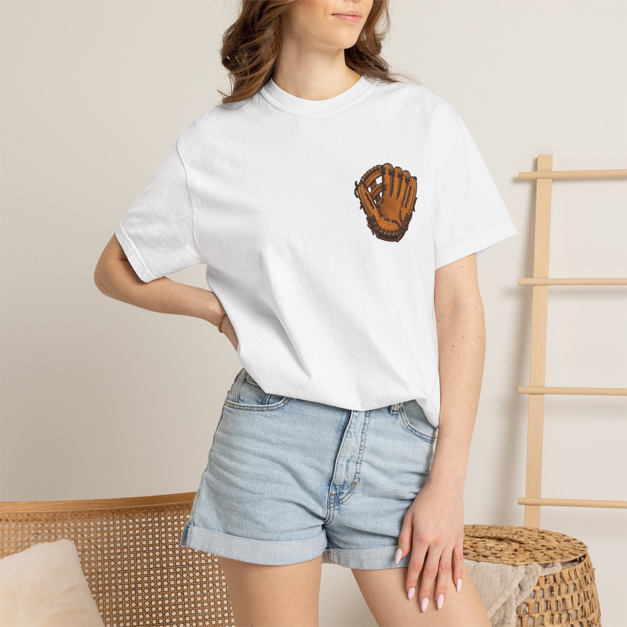 Baseball T-Shirt — "Calm Your Mitts" Graphic Tee (Retro Glove Design)